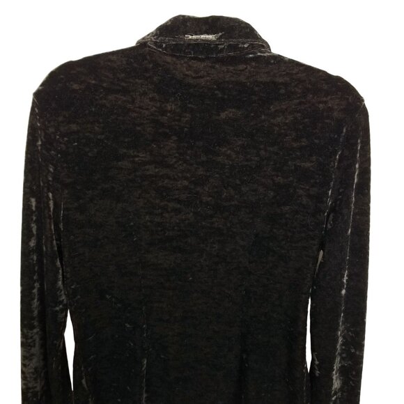 Vintage Guess Black velvet button up sweatshirt jacket size medium - Picture 7 of 10